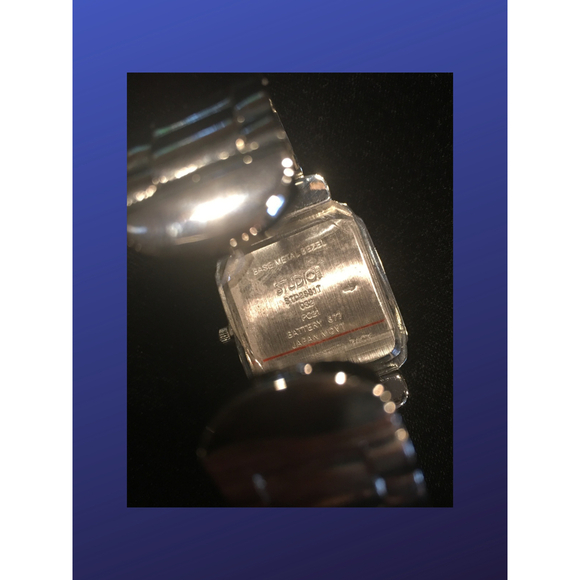 Studio Goldtone “Presidential” Link/Crystal Spring-Hinged CUFF Watch, NWOT - Picture 3 of 5